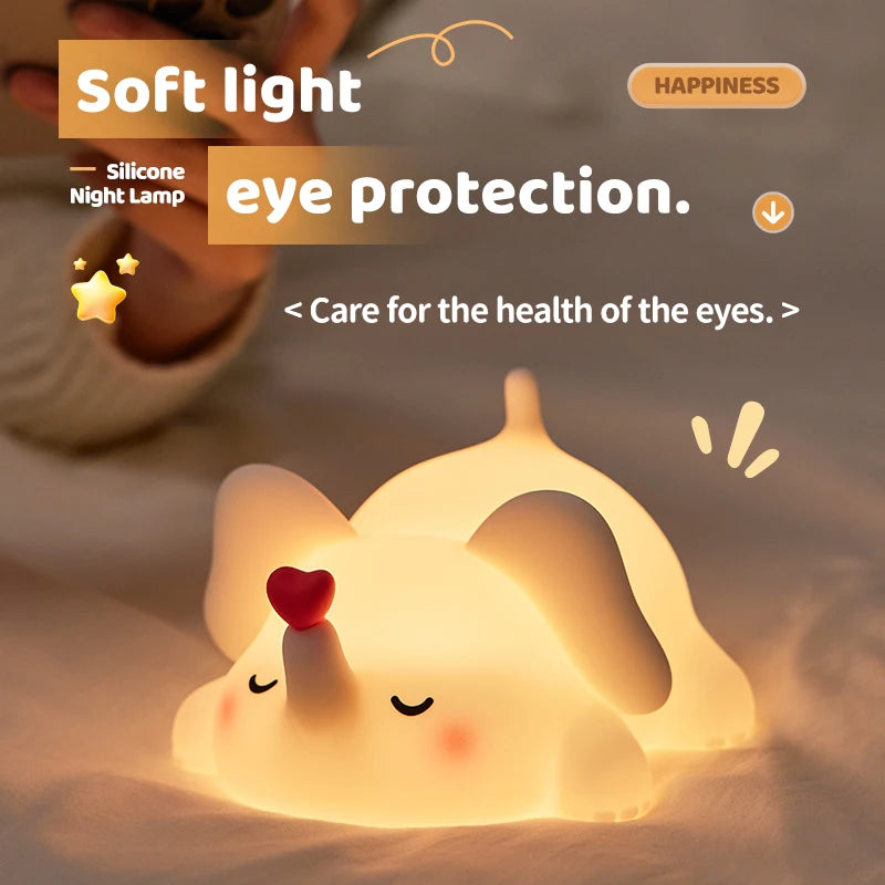LED Night Light Silicone Rabbit Touch Sensor Lamp Cute Animal Light Bedroom Decor Gift for Kid Baby Child Table Lamp Home Decor