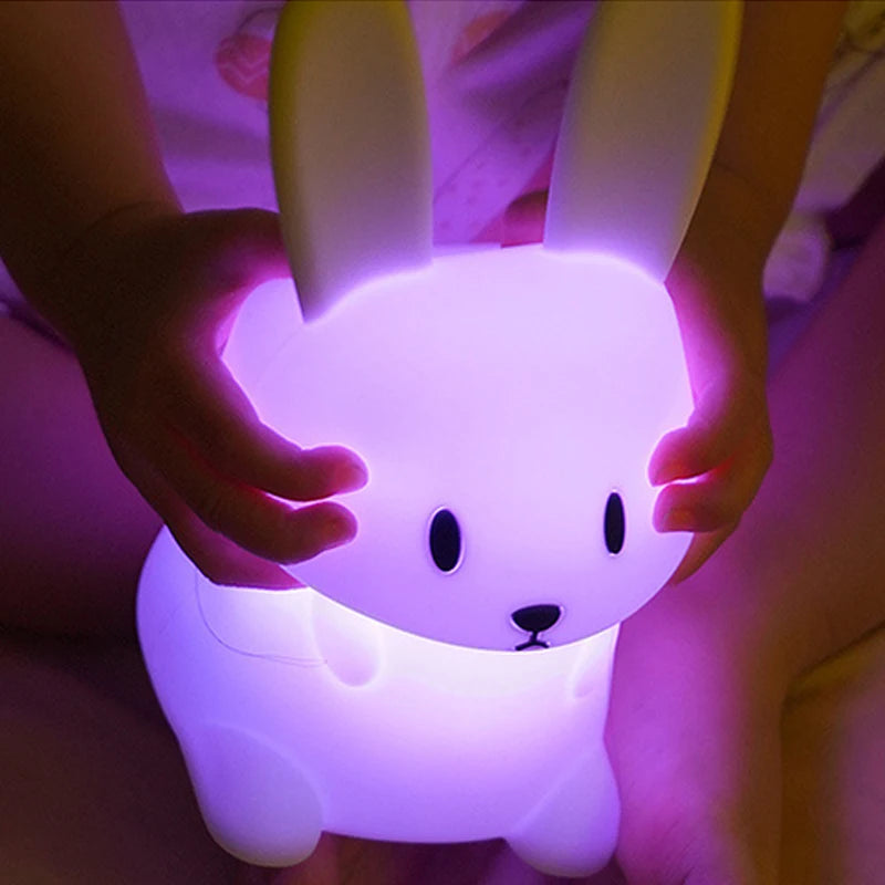 Veilleuse Lapin en Silicone - Lampe Tactile Rechargeable 7 Couleurs