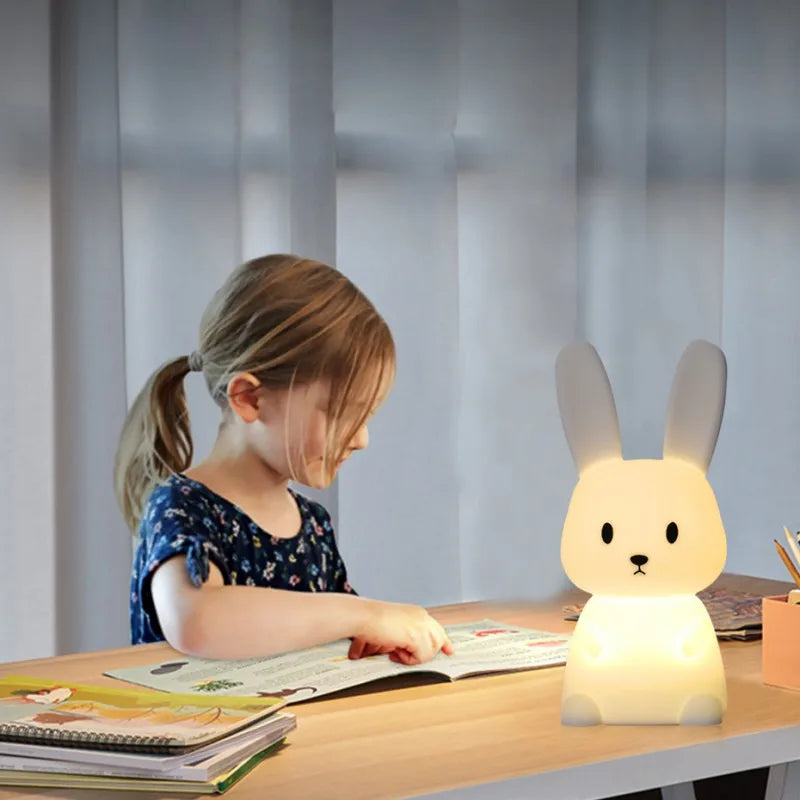 Veilleuse Lapin en Silicone - Lampe Tactile Rechargeable 7 Couleurs