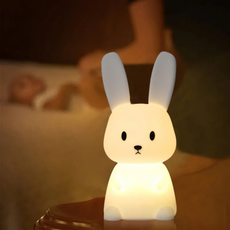 Veilleuse Lapin en Silicone - Lampe Tactile Rechargeable 7 Couleurs