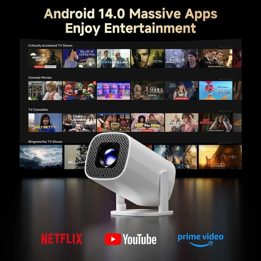 Mini Projecteur Connecté P30PRO - Android 14, Wi-Fi 6 et Bluetooth 5.0