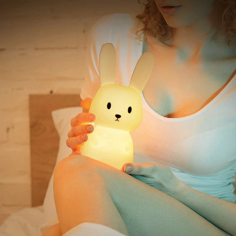 Veilleuse Lapin en Silicone - Lampe Tactile Rechargeable 7 Couleurs