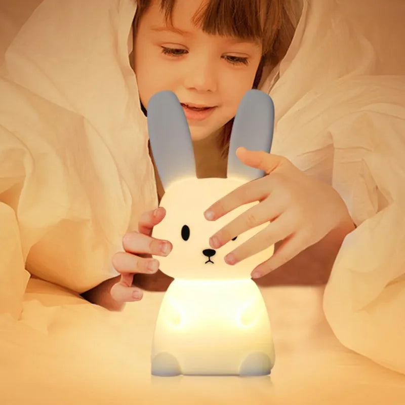 Veilleuse Lapin en Silicone - Lampe Tactile Rechargeable 7 Couleurs