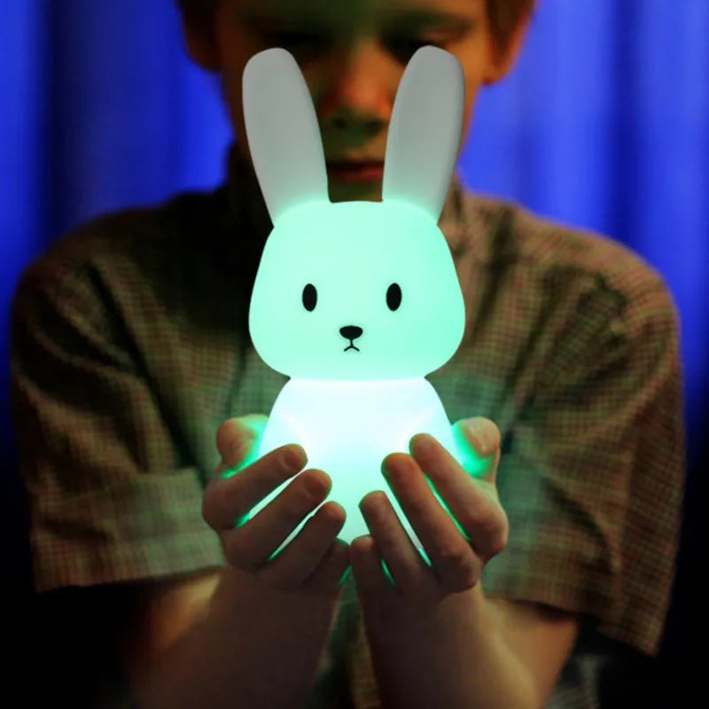 Veilleuse Lapin en Silicone - Lampe Tactile Rechargeable 7 Couleurs