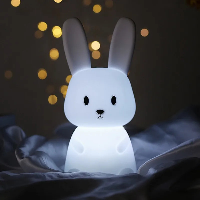 Veilleuse Lapin en Silicone - Lampe Tactile Rechargeable 7 Couleurs