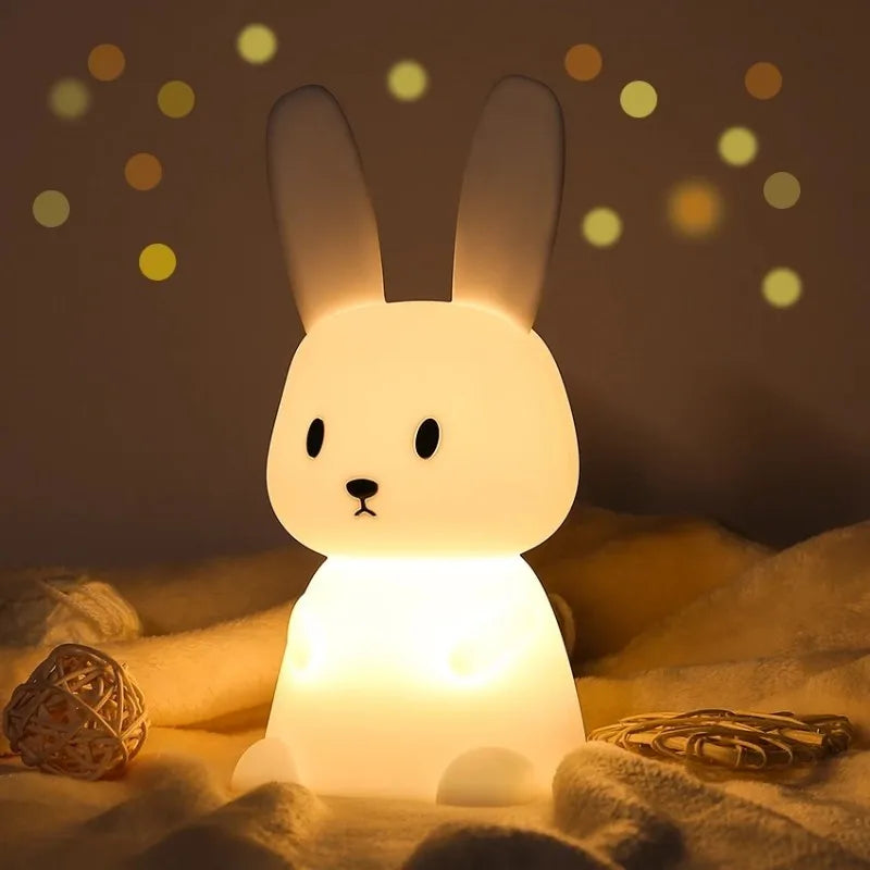 Veilleuse Lapin en Silicone - Lampe Tactile Rechargeable 7 Couleurs
