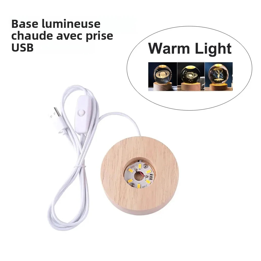 Boule en Cristal LED 6 cm - Décoration Lune, Galaxie et Planètes