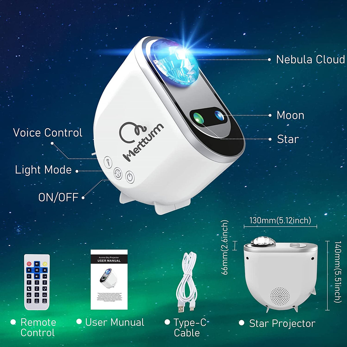 Projecteur Ciel Etoile, Projecteur Galaxie Veilleuse Pour Enfants Avec Haut-Parleur Bluetooth, Lampe Projecteur LED Etoile Pour Décoration Chambre, Cadeau, Vraie Lune