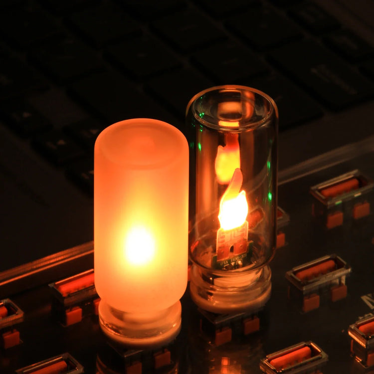 Bougie LED en verre effet flamme