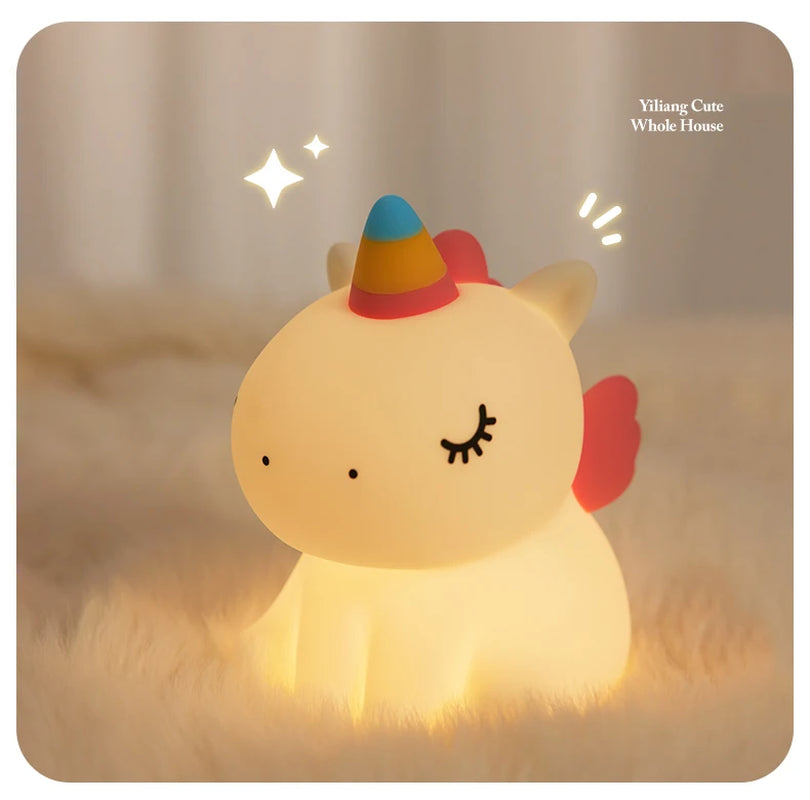 LED Night Light Silicone Rabbit Touch Sensor Lamp Cute Animal Light Bedroom Decor Gift for Kid Baby Child Table Lamp Home Decor