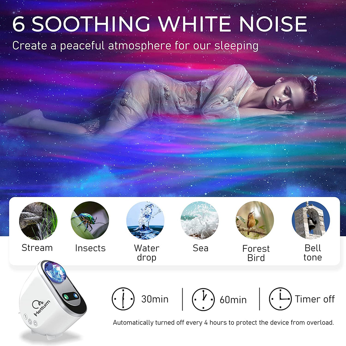Projecteur Ciel Etoile, Projecteur Galaxie Veilleuse Pour Enfants Avec Haut-Parleur Bluetooth, Lampe Projecteur LED Etoile Pour Décoration Chambre, Cadeau, Vraie Lune