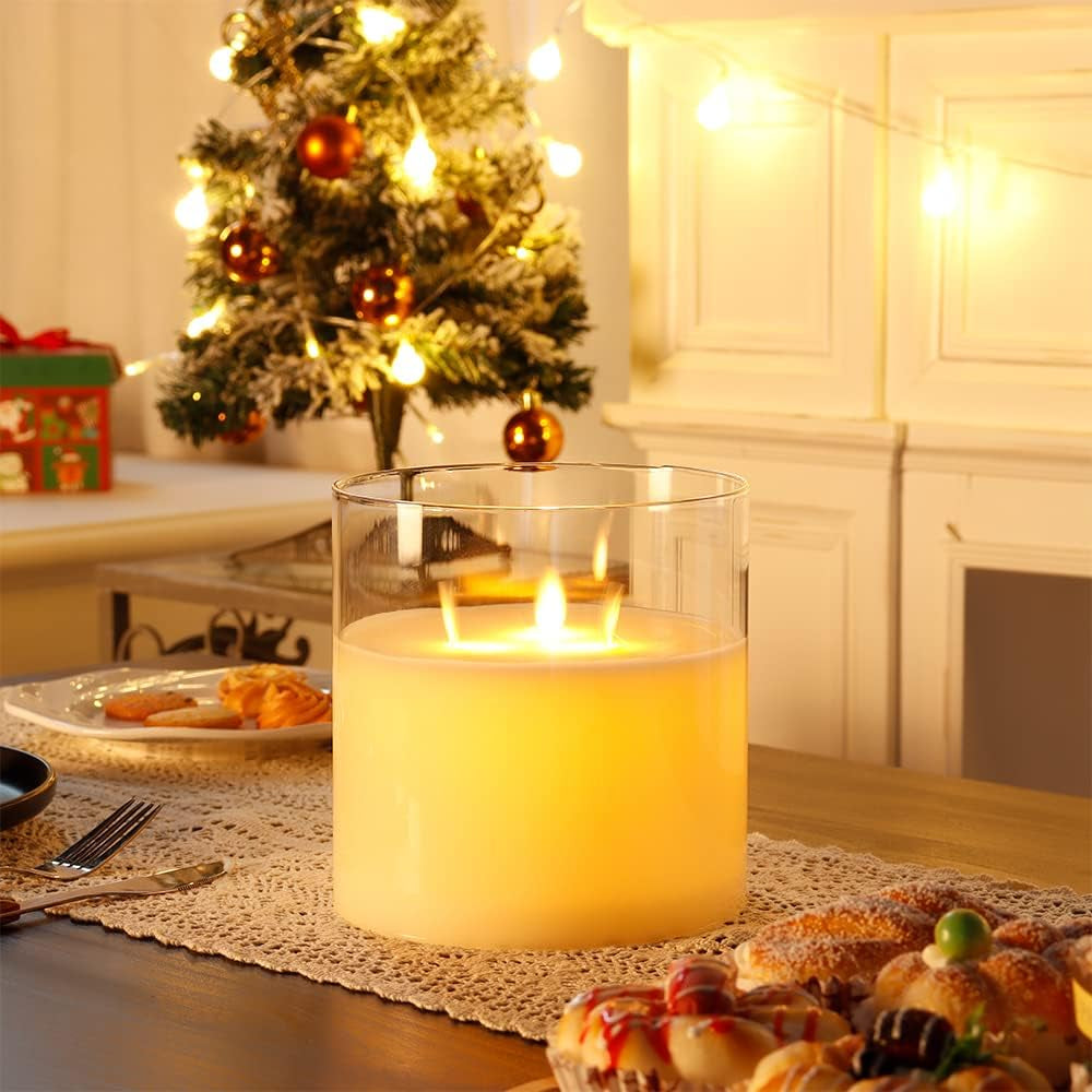 3 Mèches Par Bougie Vraie Cire Transparente Petite Simulation Swing Batterie Blanc Chaud Scintillement Lumière Pour Festival Fête Maison Décoration De Noël