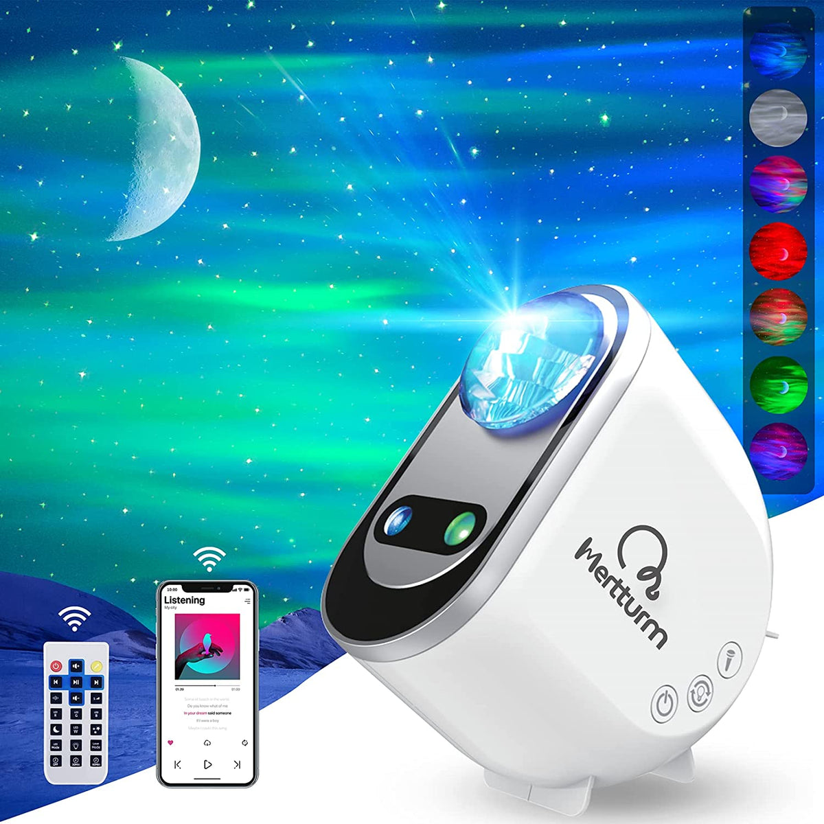 Projecteur Ciel Etoile, Projecteur Galaxie Veilleuse Pour Enfants Avec Haut-Parleur Bluetooth, Lampe Projecteur LED Etoile Pour Décoration Chambre, Cadeau, Vraie Lune