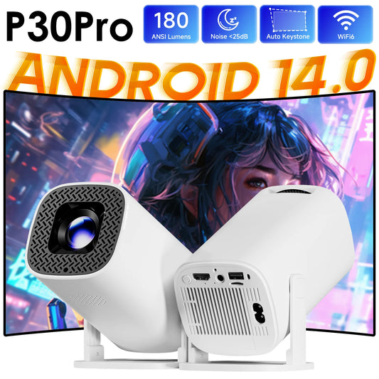 Mini Projecteur Connecté P30PRO - Android 14, Wi-Fi 6 et Bluetooth 5.0