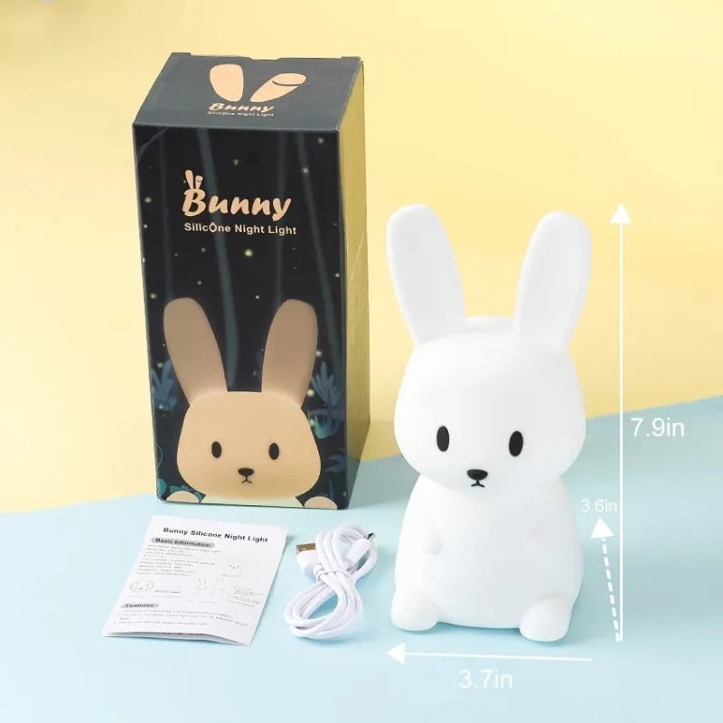 Veilleuse Lapin en Silicone - Lampe Tactile Rechargeable 7 Couleurs