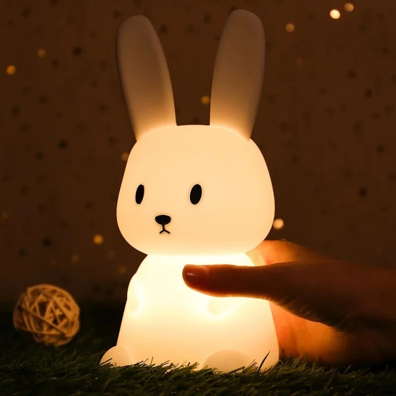 Veilleuse Lapin en Silicone - Lampe Tactile Rechargeable 7 Couleurs