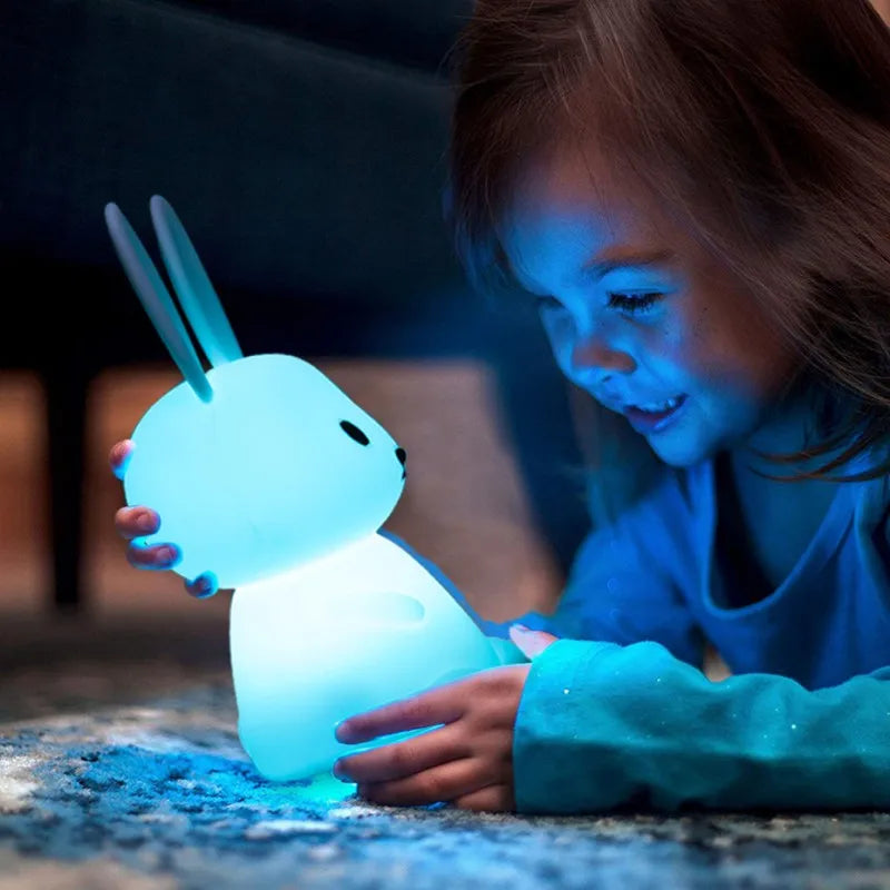 Veilleuse Lapin en Silicone - Lampe Tactile Rechargeable 7 Couleurs
