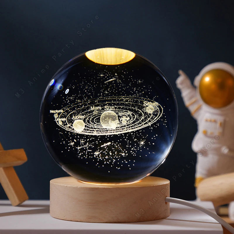 Veilleuse boule de cristal 3D gravée laser sur socle en bois – photo 8