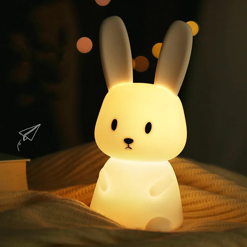 Veilleuse Lapin en Silicone - Lampe Tactile Rechargeable 7 Couleurs