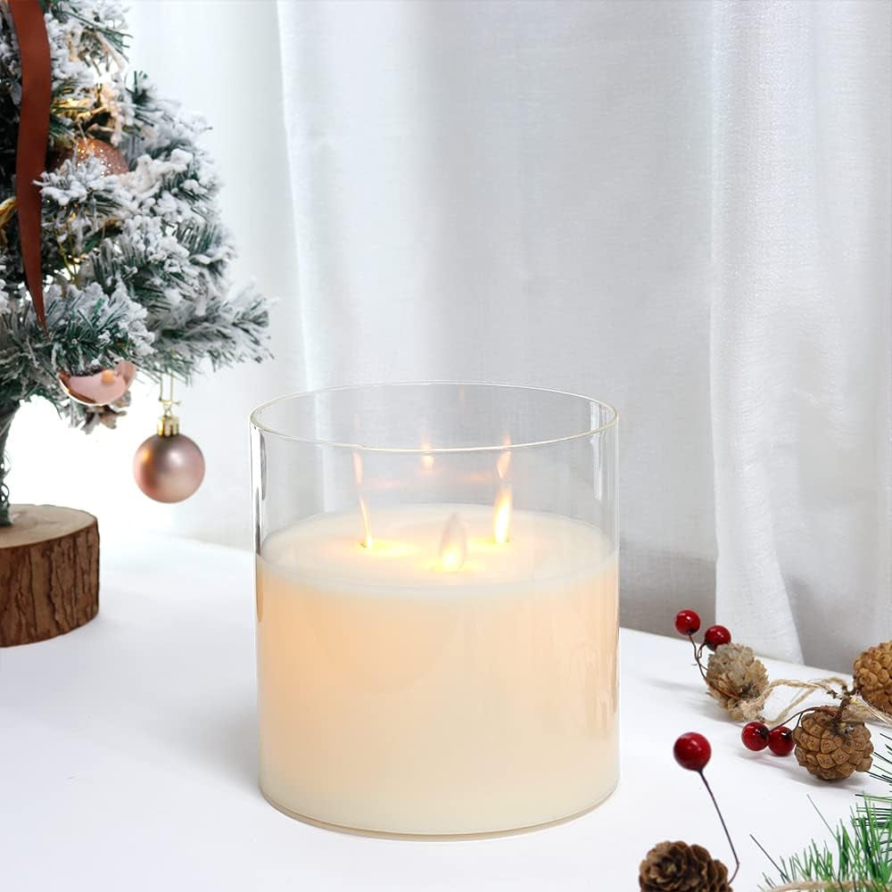 3 Mèches Par Bougie Vraie Cire Transparente Petite Simulation Swing Batterie Blanc Chaud Scintillement Lumière Pour Festival Fête Maison Décoration De Noël